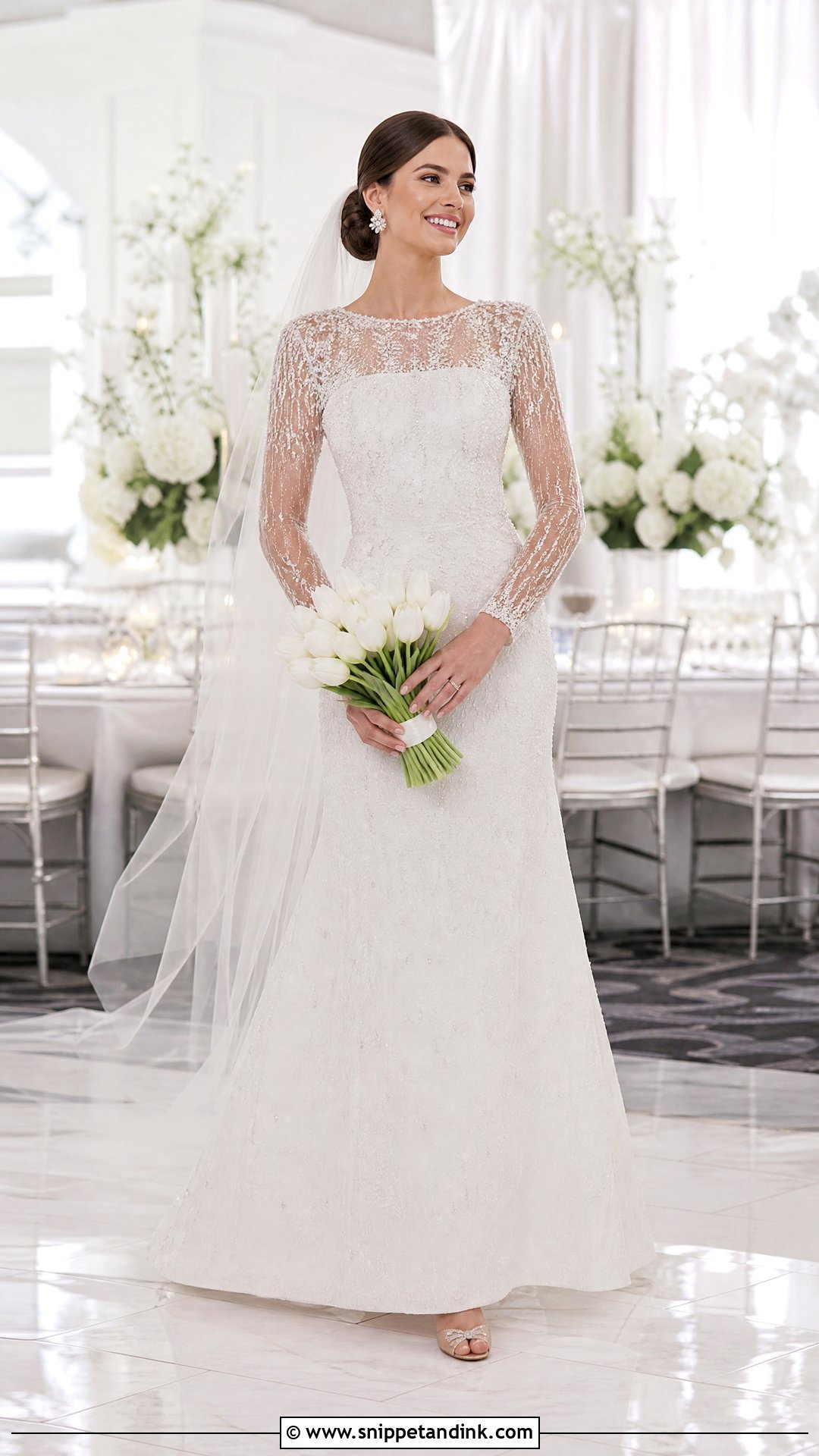 Beaded Wedding Dress With Sheer Sleeves - Snippet and Ink - 20 Wedding Dress with Sheer Sleeves