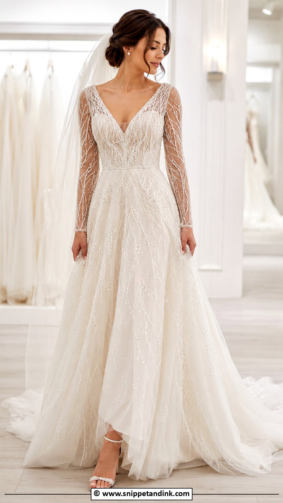 Beaded Wedding Dress With Sleeves - Snippet and Ink - 30 Beaded Wedding Dress Ideas