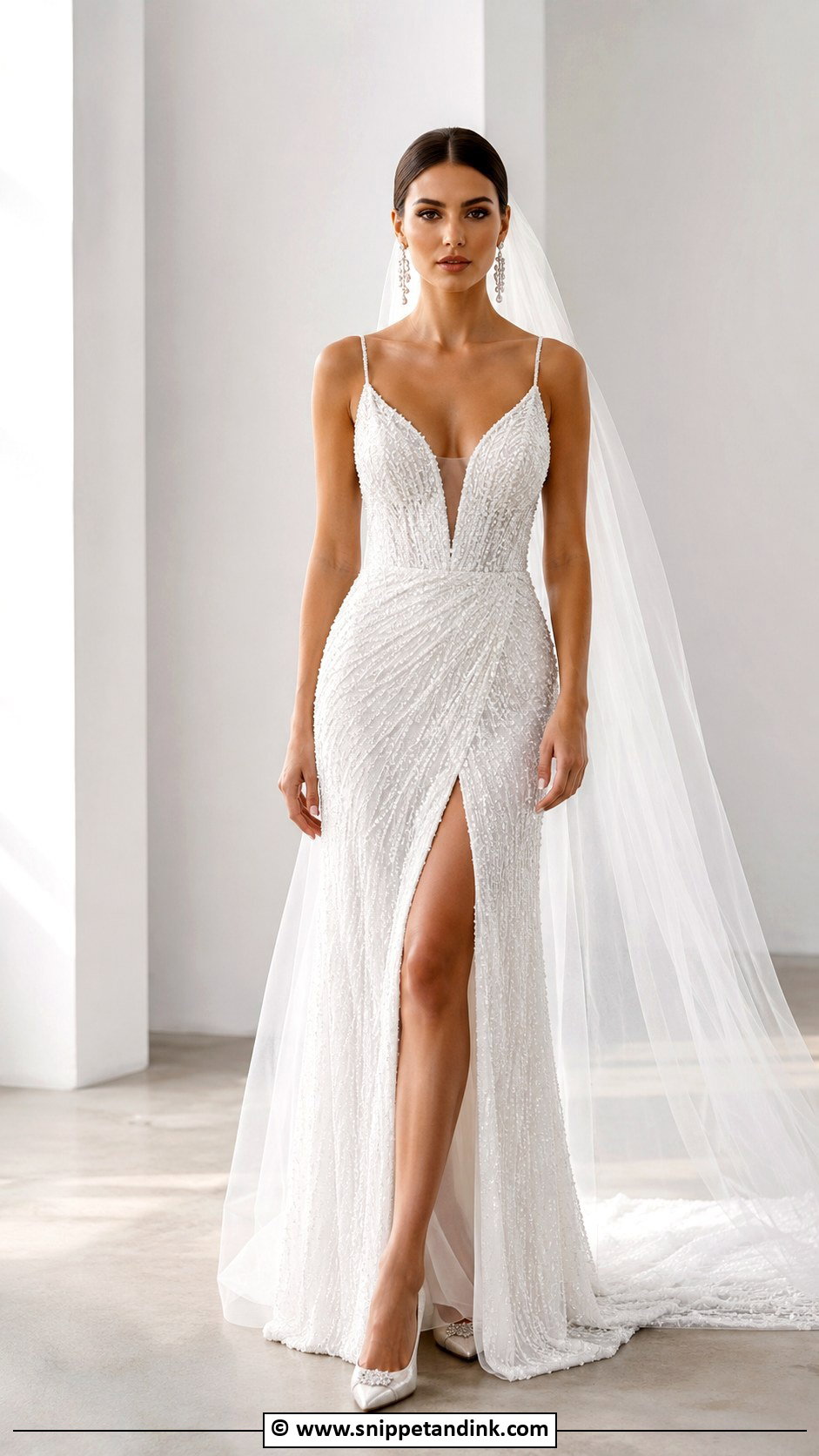 Beaded Wedding Dress With Slit - Snippet and Ink - 30 Beaded Wedding Dress Ideas