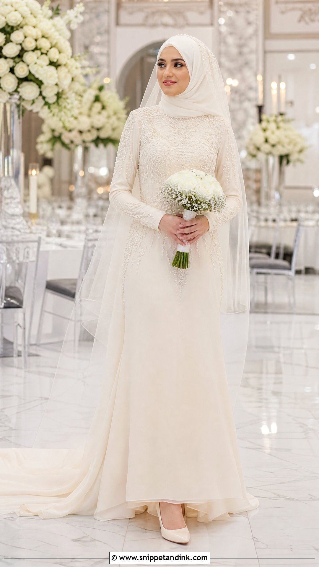 Beaded Wedding Gown Hijab - Snippet and Ink - 25 Wedding Gown Hijab Ideas