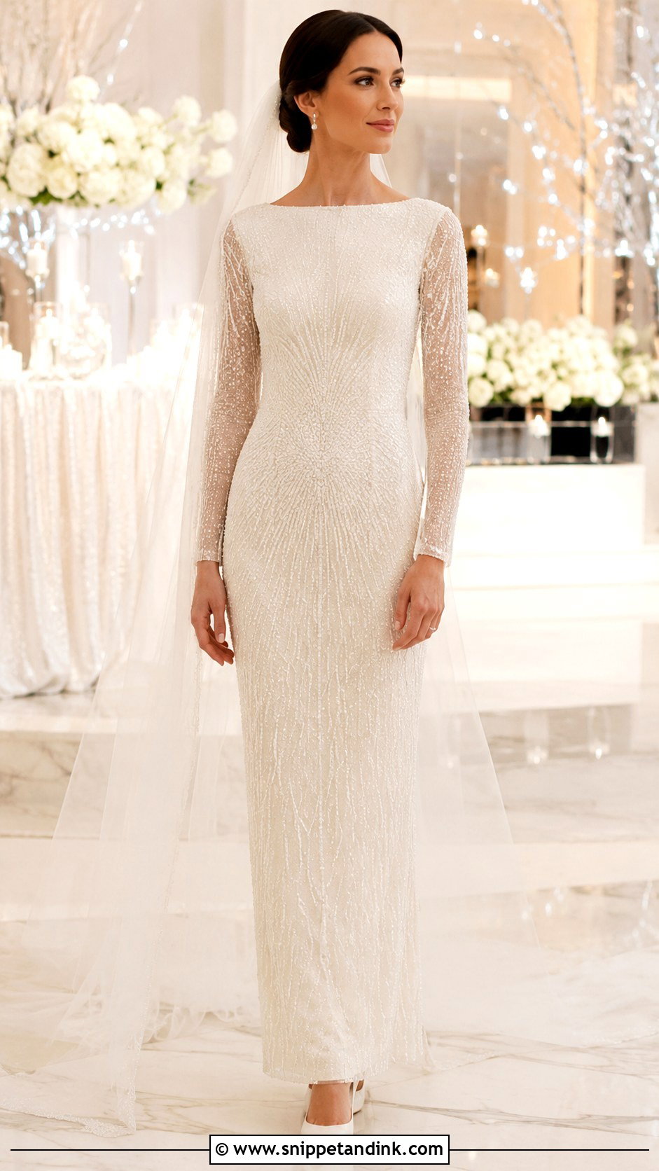 Beaded Winter Bridal Dress - Snippet and Ink - 25 Winter Bridal Dress Ideas