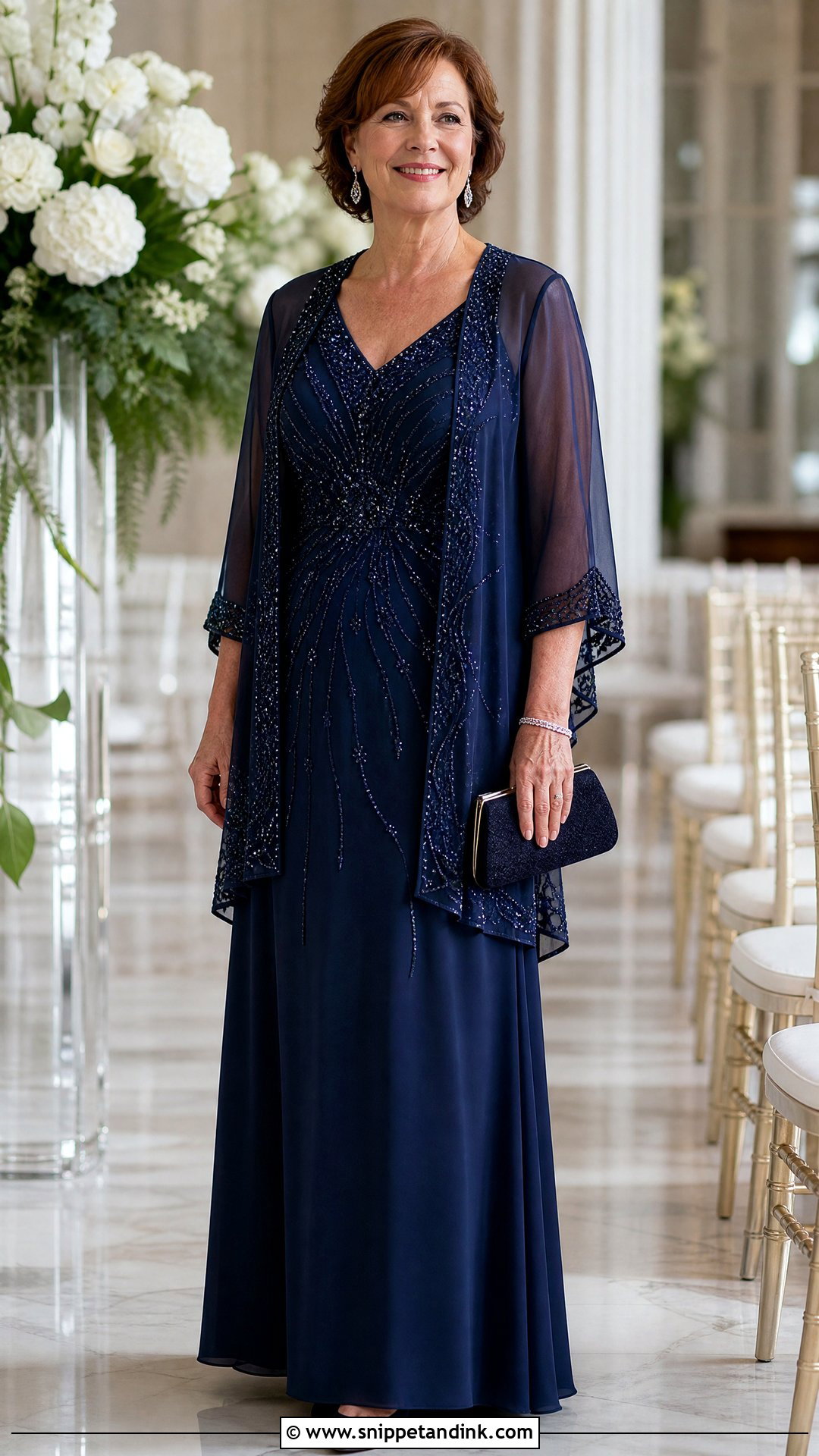 Beaded Wrap With Mother Of The Bride Gown - Snippet and Ink - 20 Winter Wedding Shawl Ideas