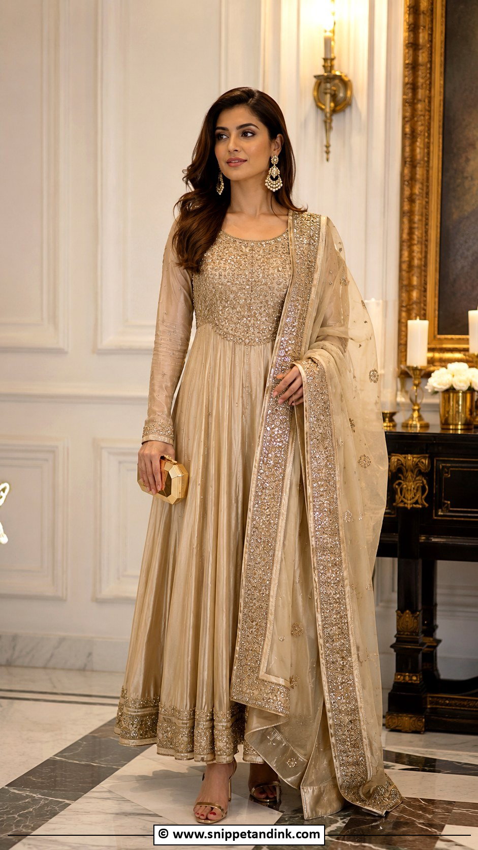 Beige Anarkali Wedding Suit - Snippet and Ink - 25 Heavy Anarkali Wedding Suits