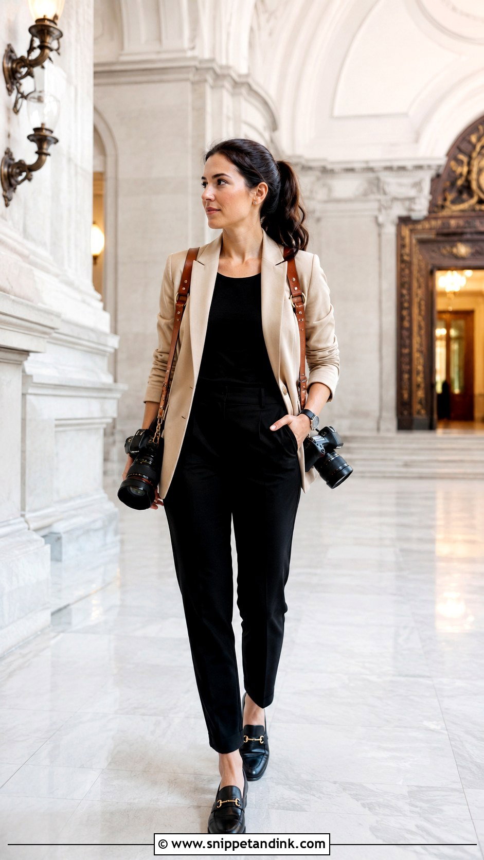 Beige Blazer Wedding Photographer Outfit - Snippet and Ink - 30 Wedding Photographer Outfit Ideas