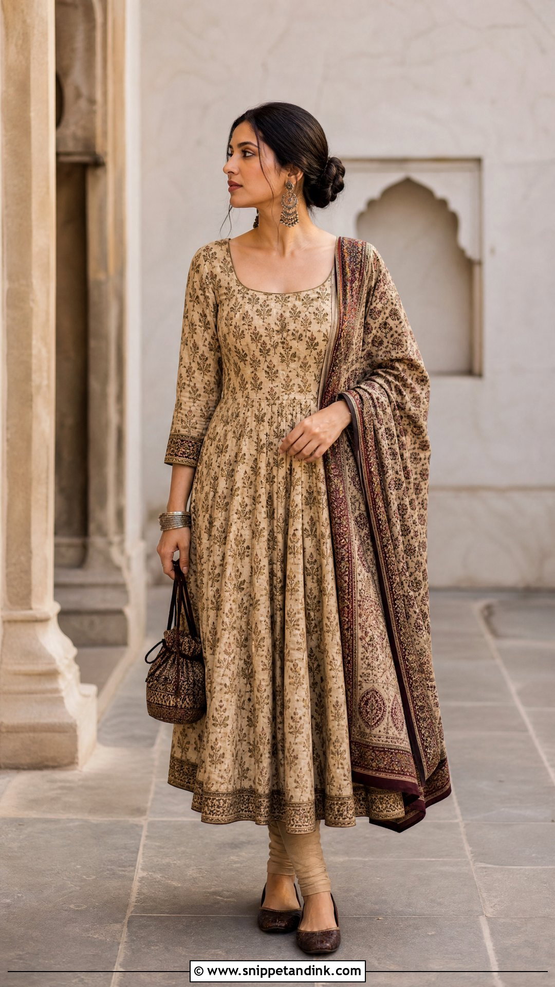Beige Block Print Sabyasachi Anarkali Suit - Snippet and Ink - 20 Sabyasachi Salwar Suits