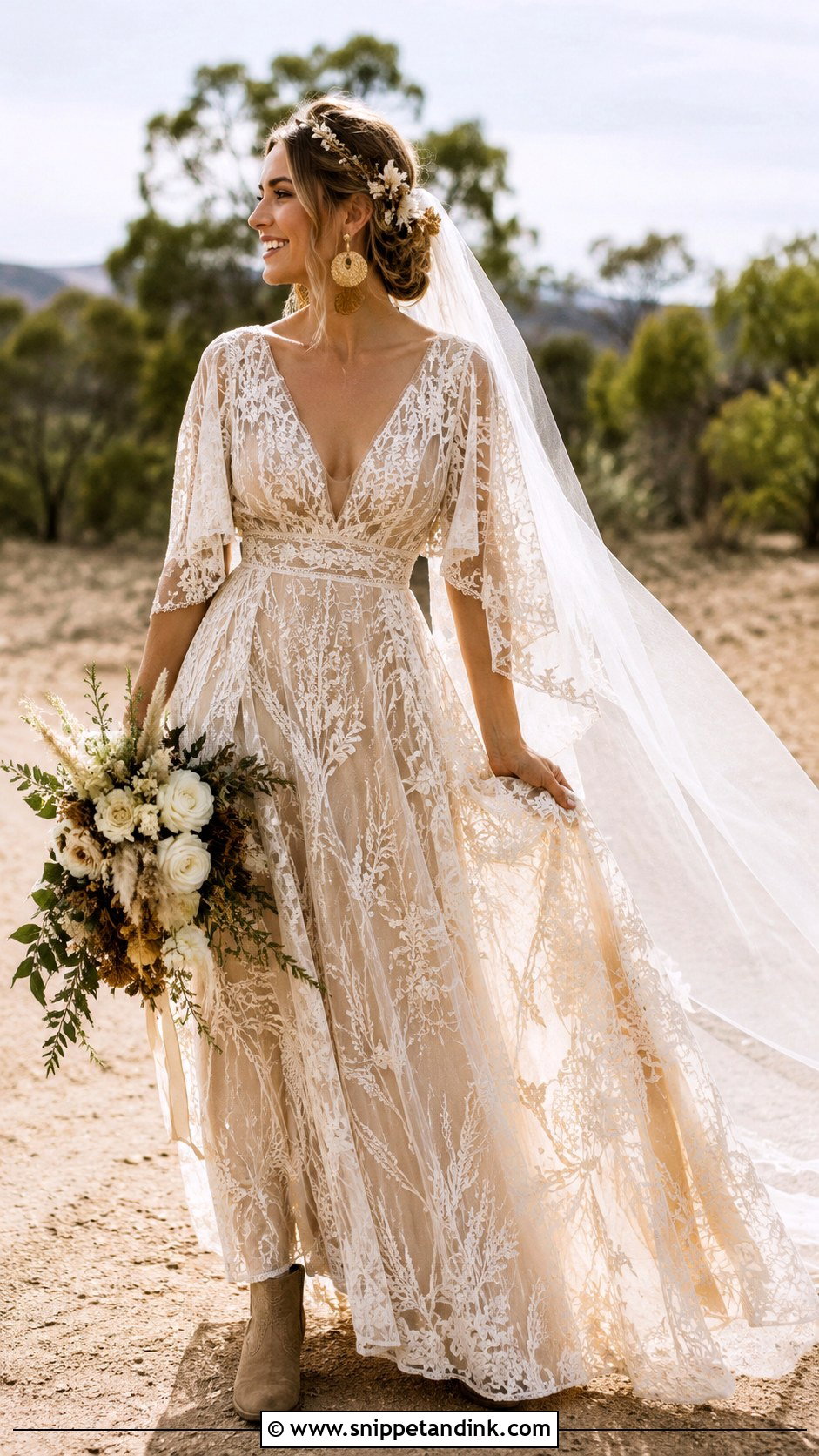 Beige Boho Bridal Dress - Snippet and Ink - 20 Beige Bridal Dress Ideas