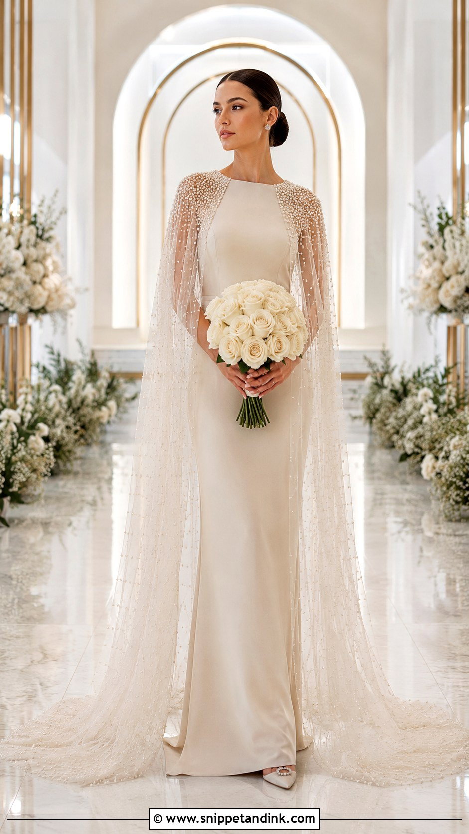 Beige Bridal Dress With Cape - Snippet and Ink - 20 Beige Bridal Dress Ideas