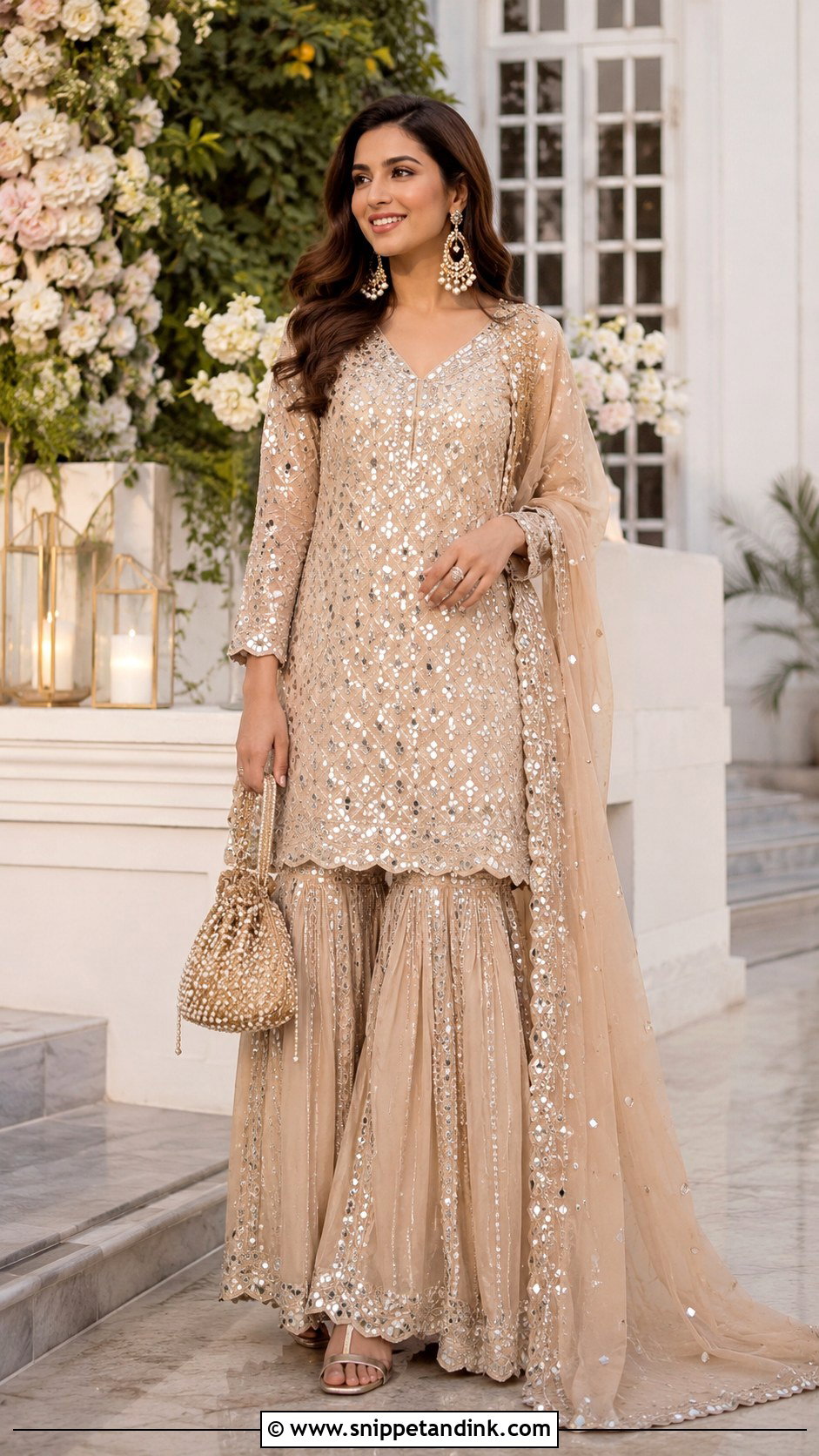 Beige Bridal Mirror Work Salwar Suit - Snippet and Ink - 25 Bridal Salwar Suits Wedding