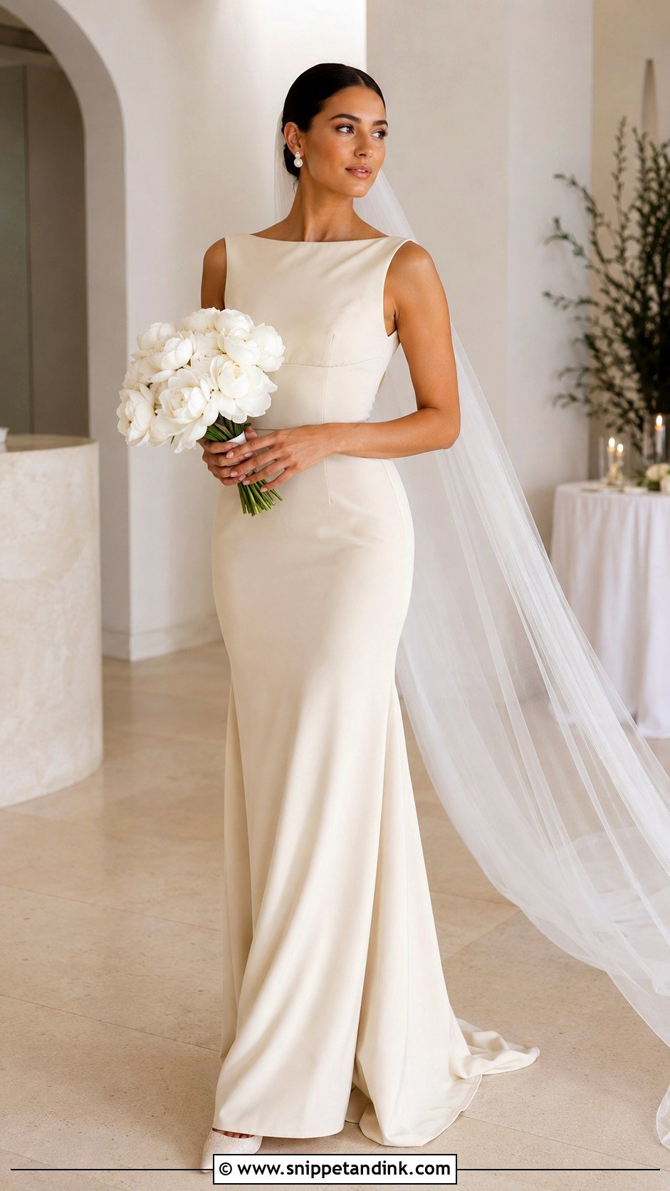 Beige Crepe Wedding Dress - Snippet and Ink - 30 Beige Wedding Dress Ideas