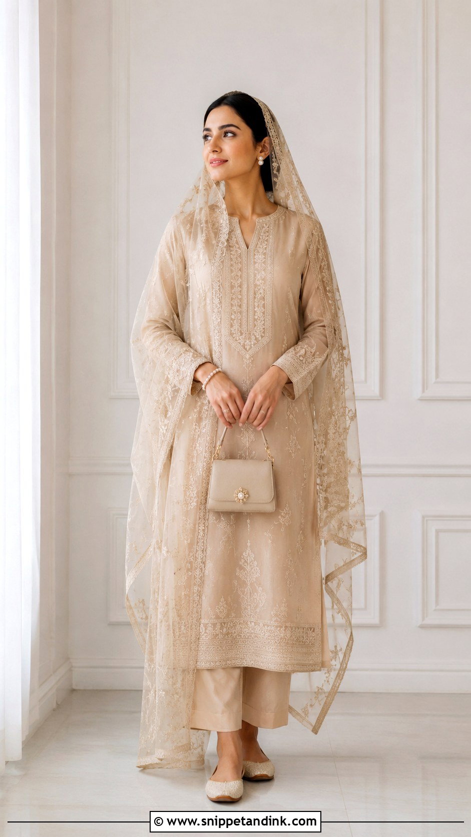 Beige Embroidered Kurta Set Anand Karaj Outfit - Snippet and Ink - 30 Anand Karaj Outfit Ideas