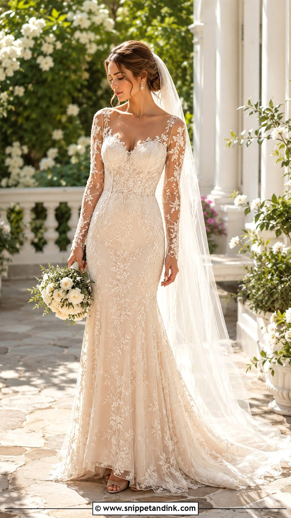 Beige Embroidered Wedding Dress - Snippet and Ink - 30 Beige Wedding Dress Ideas