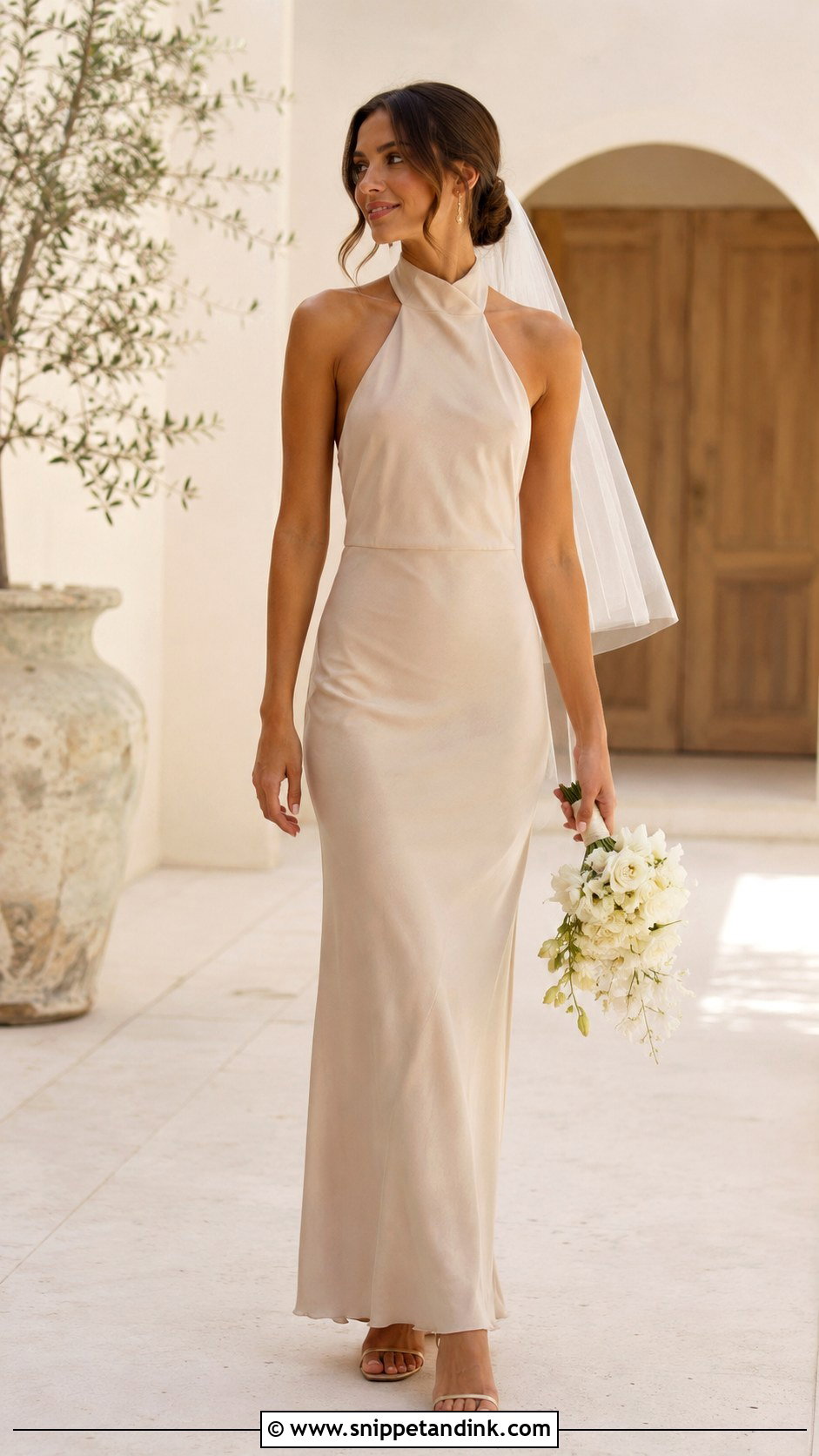 Beige Halter Wedding Dress - Snippet and Ink - 30 Beige Wedding Dress Ideas