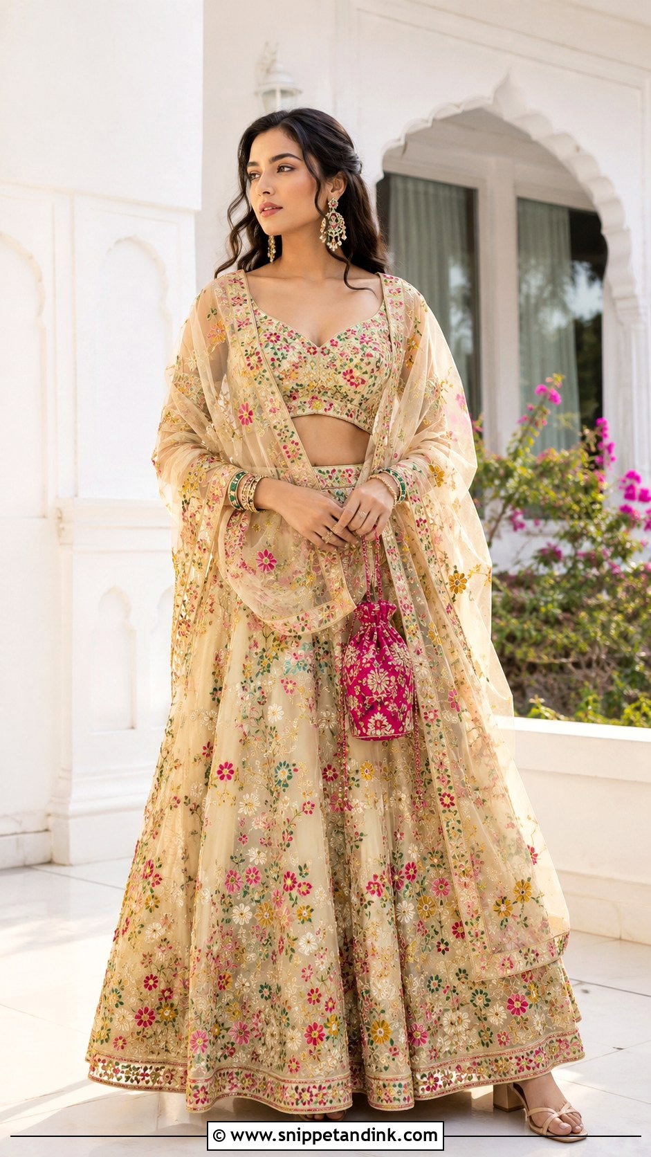 Beige Heavy Lehenga With Multicolor Embroidery - Snippet and Ink - 20 Heavy Dress for Wedding Ideas