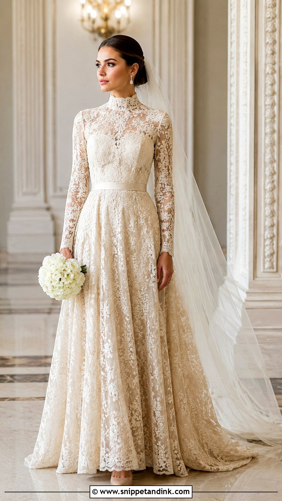 Beige High Neck Wedding Dress - Snippet and Ink - 30 Beige Wedding Dress Ideas