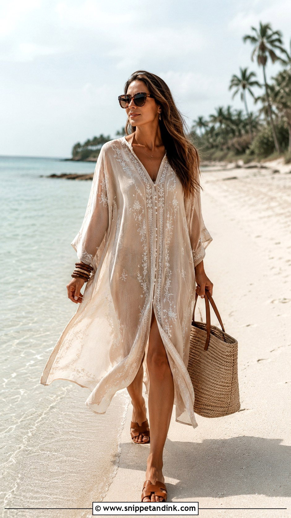Beige Kaftan Dress Beach Picture - Snippet and Ink - 20 Beach Pictures with Dress Ideas