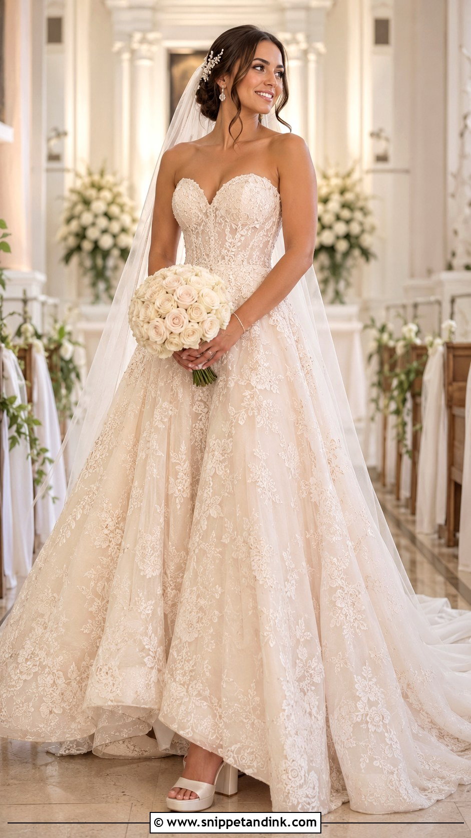 Beige Lace Ball Gown Bridal Dress - Snippet and Ink - 20 Beige Bridal Dress Ideas