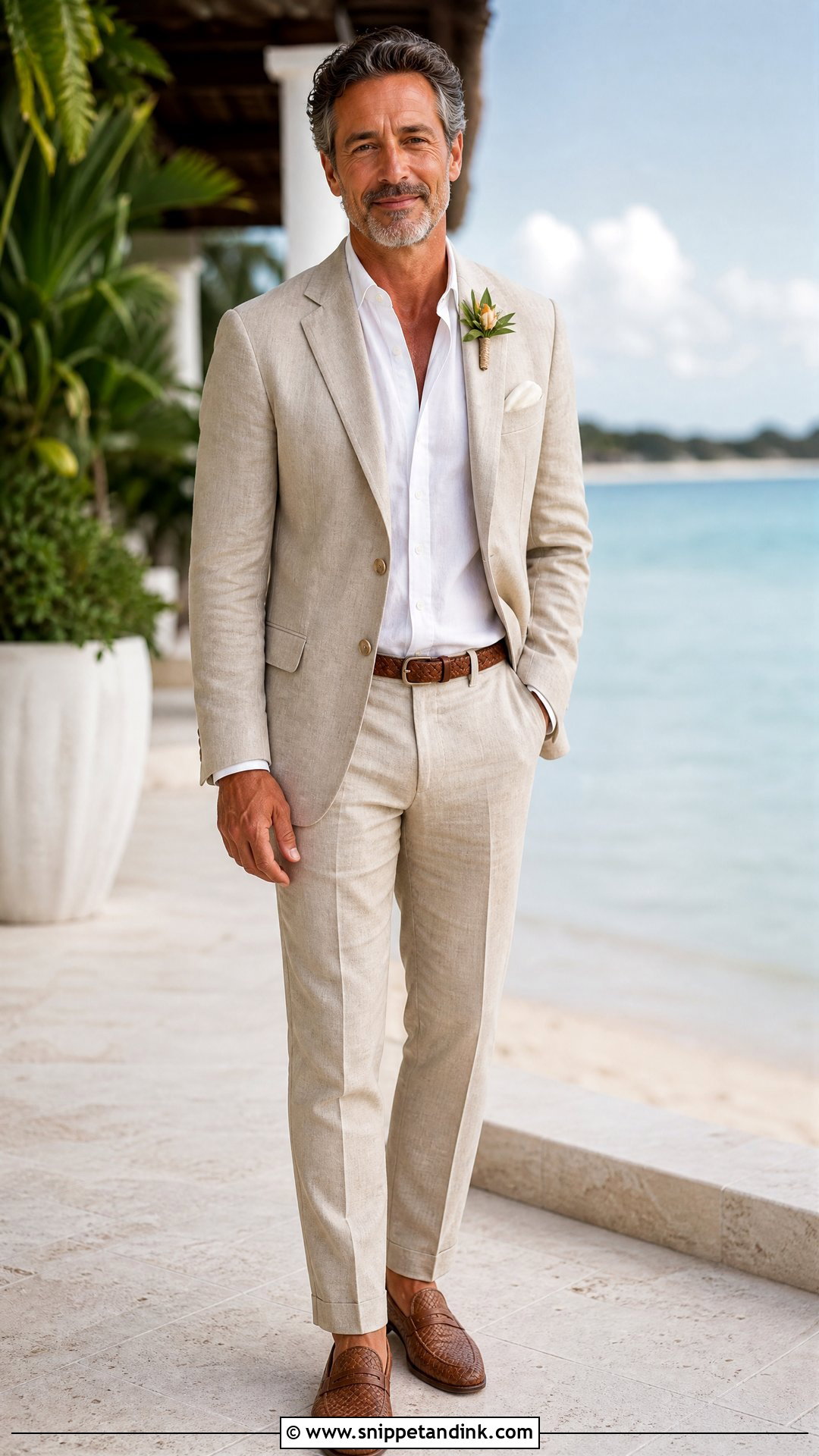Beige Linen Beach Wedding Father Outfit - Snippet and Ink - 20 Wedding Outfit for Father Ideas