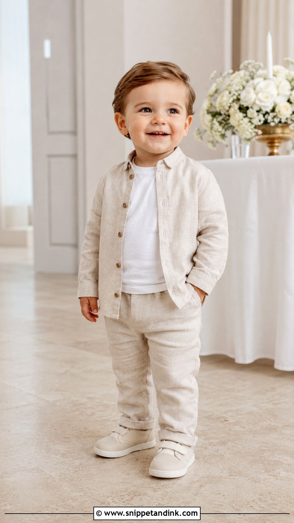 Beige Linen Boy Baptism Outfit - Snippet and Ink - 25 Boy Baptism Outfit Ideas