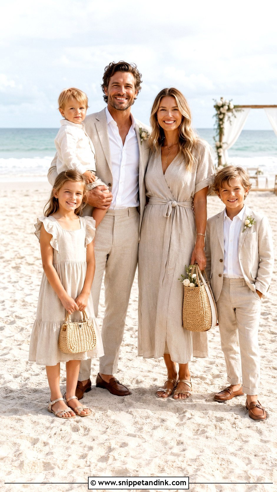 Beige Linen Family Wedding Outfit - Snippet and Ink - 25 Matching Family Outfits for Wedding