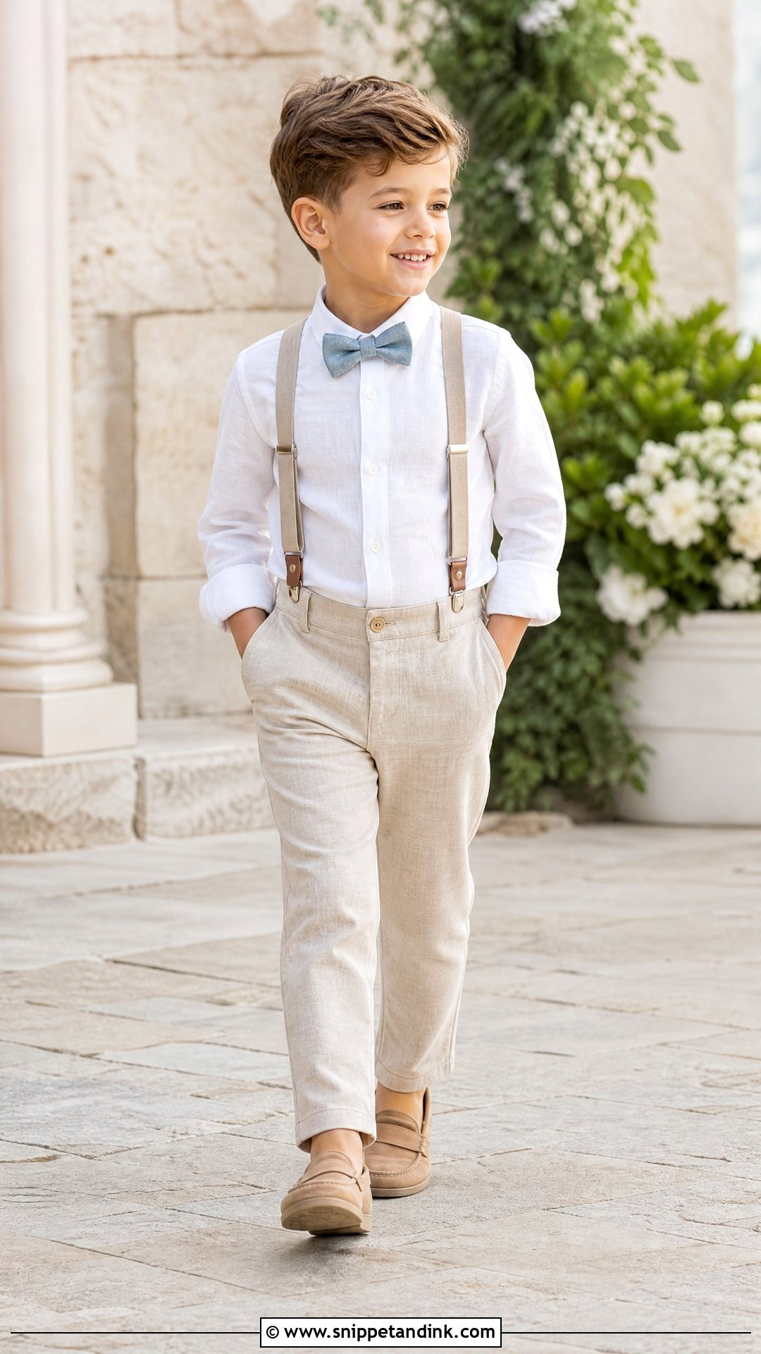 Beige Linen Ring Bearer Suspenders Outfit - Snippet and Ink - 20 Ring Bearer Suspenders Outfit Ideas