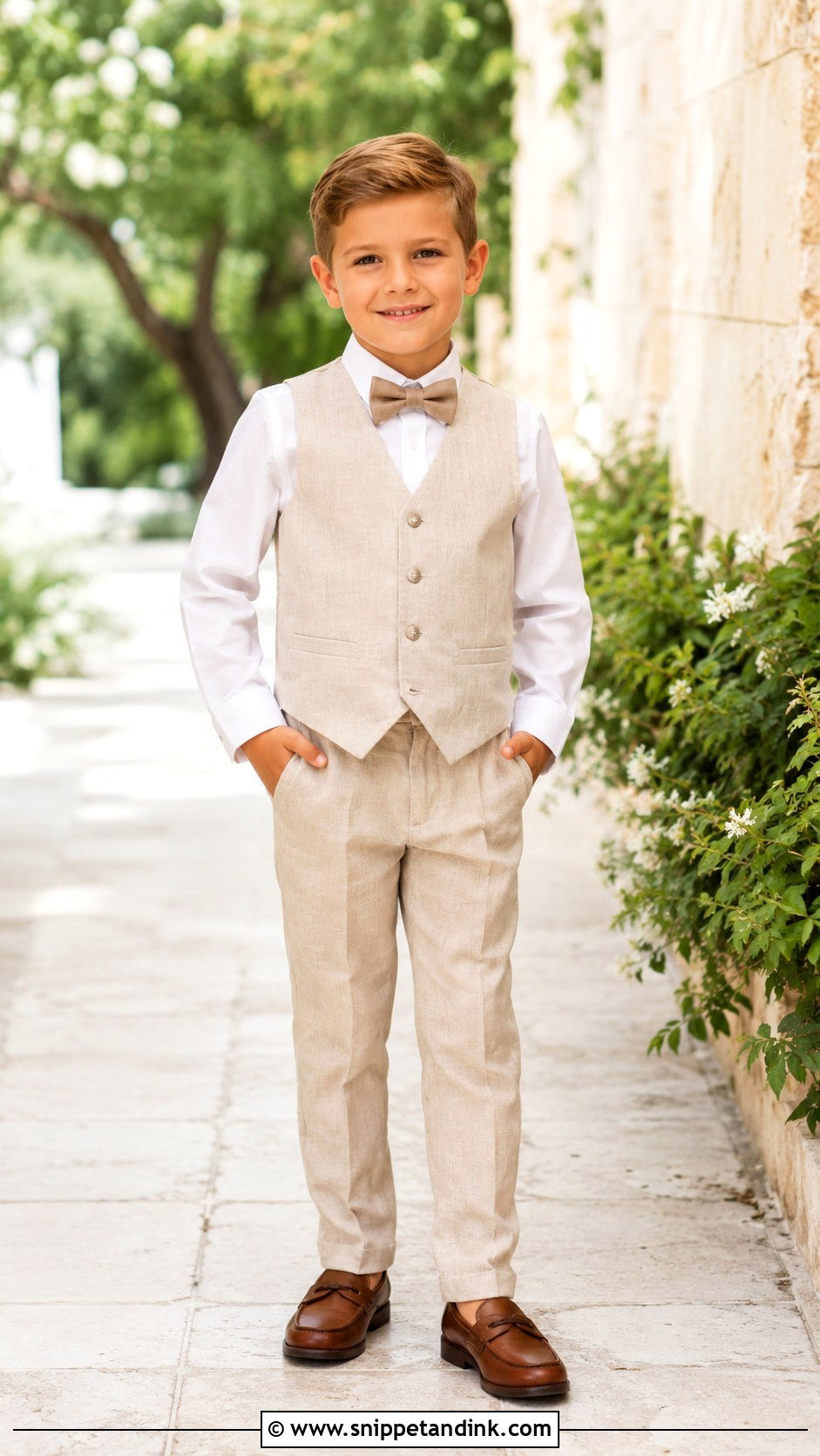 Beige Linen Ring Boy Outfit - Snippet and Ink - 25 Ring Boy Outfits