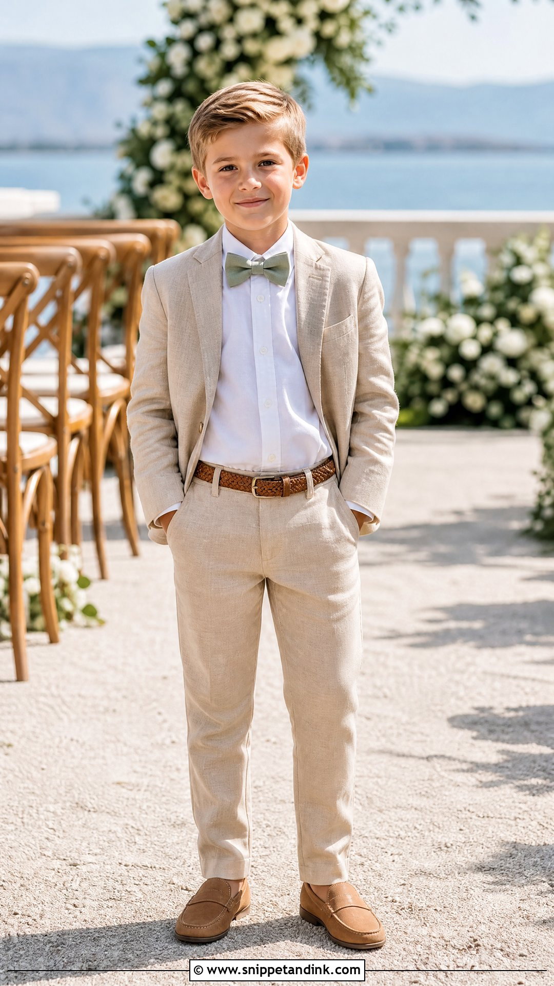 Beige Linen Wedding Outfit for Boys - Snippet and Ink - 20 Wedding Outfit for Boys Kids Ideas