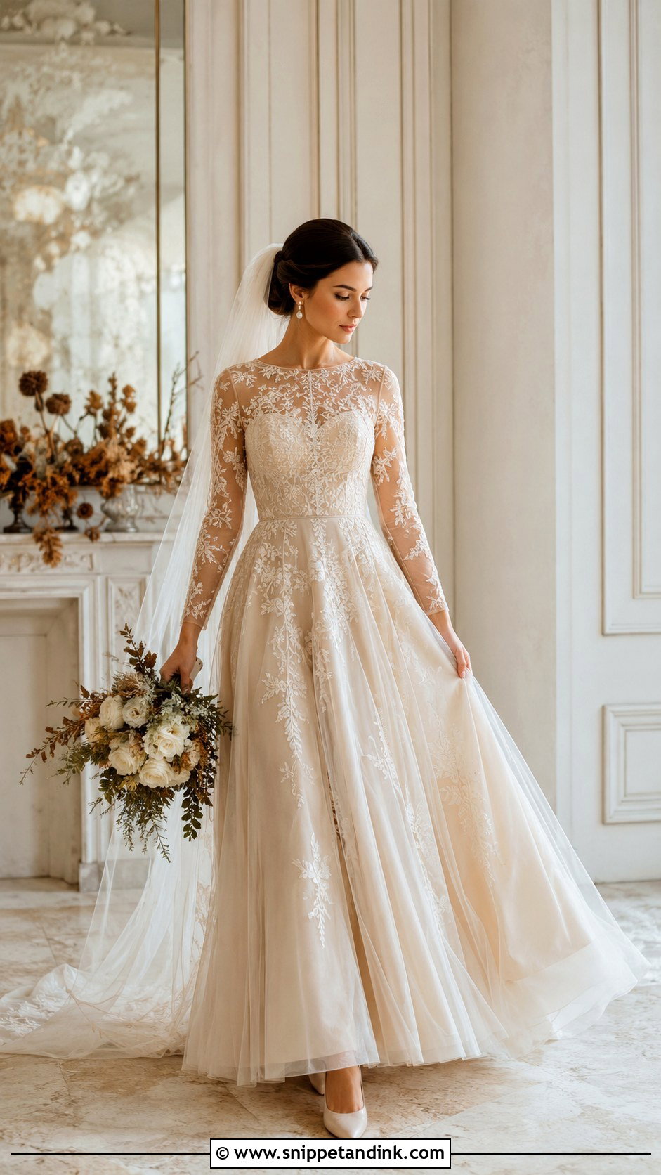 Beige Long Sleeve Wedding Dress - Snippet and Ink - 30 Beige Wedding Dress Ideas