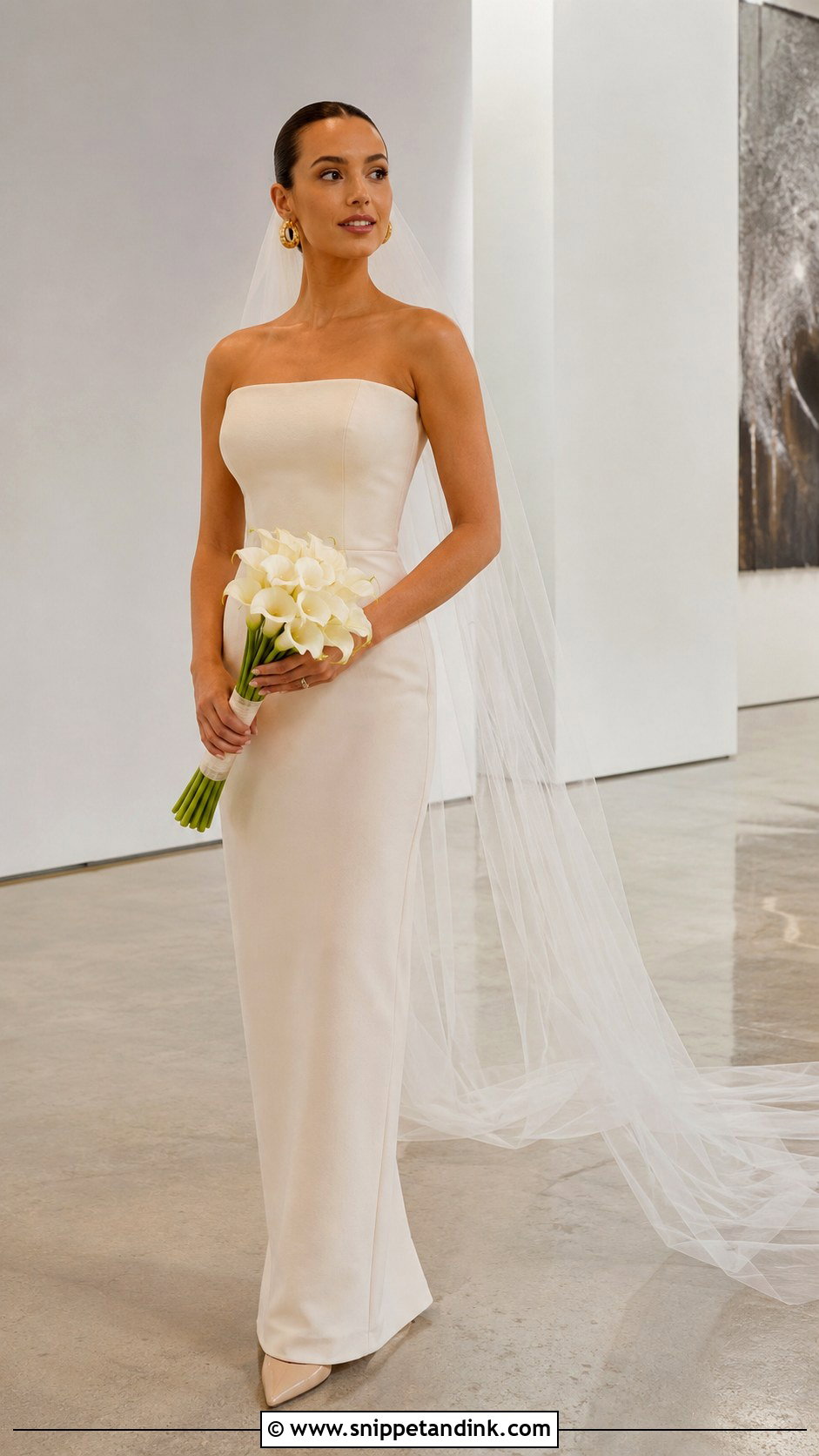 Beige Minimalist Column Bridal Dress - Snippet and Ink - 20 Beige Bridal Dress Ideas