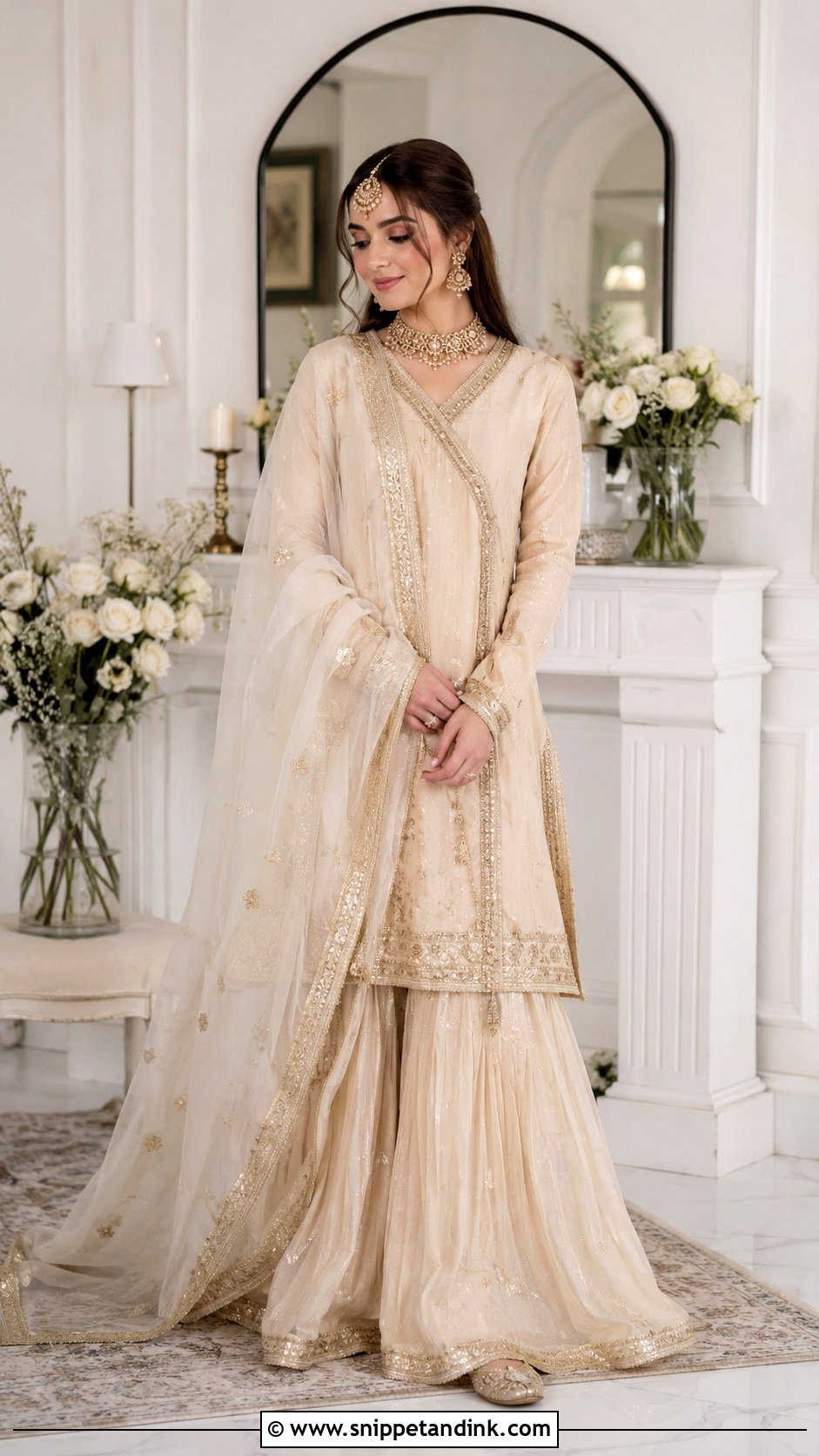 Beige Nikah Angrakha Outfit - Snippet and Ink - 25 Pakistani Nikah Outfit Ideas