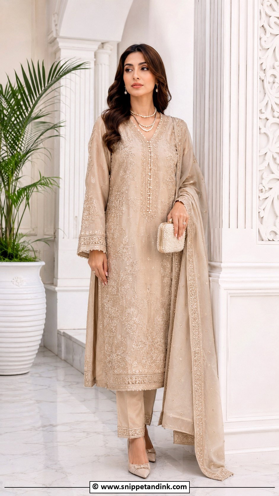 Beige Nikah Suit Outfit - Snippet and Ink - 35 Nikah Outfit Ideas