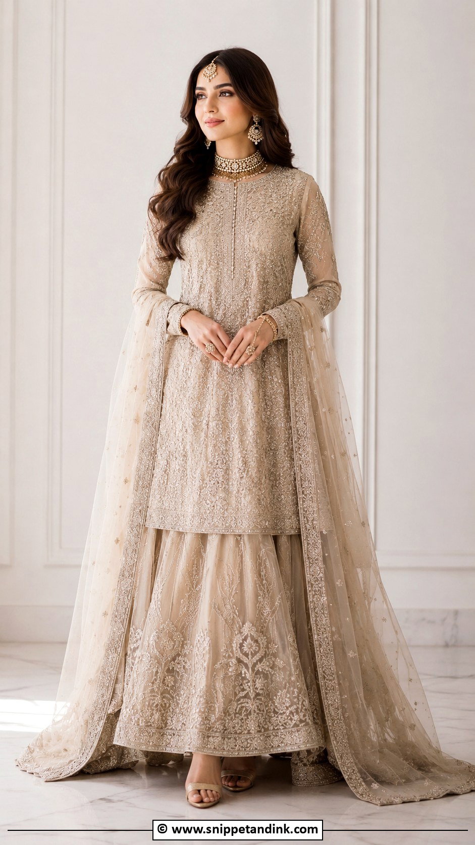 Beige Nikkah Lehenga Outfit - Snippet and Ink - 35 Nikkah Dress Ideas