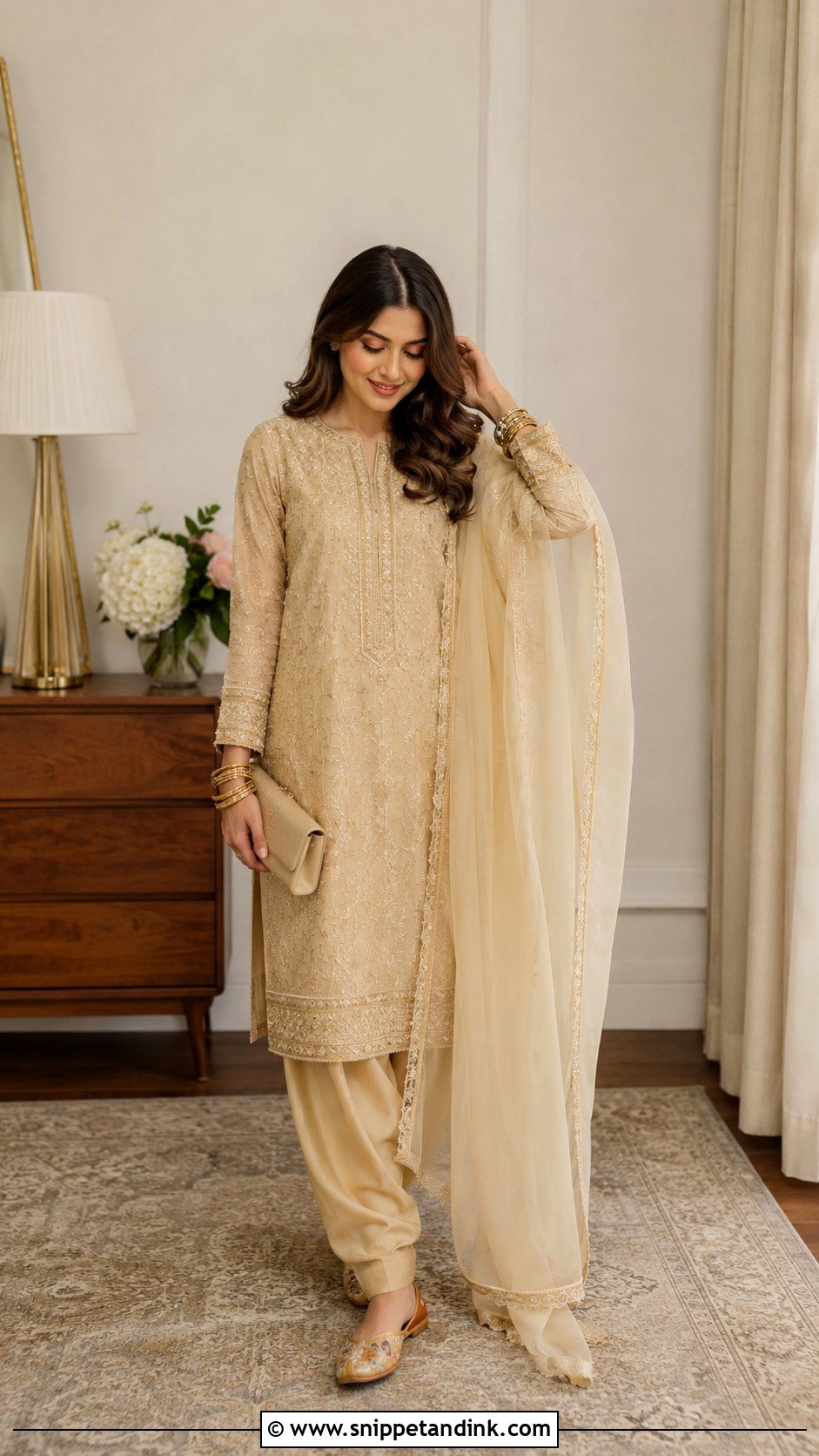 Beige Nikkah Salwar Kameez Outfit - Snippet and Ink - 25 Simple Nikkah Outfit Ideas