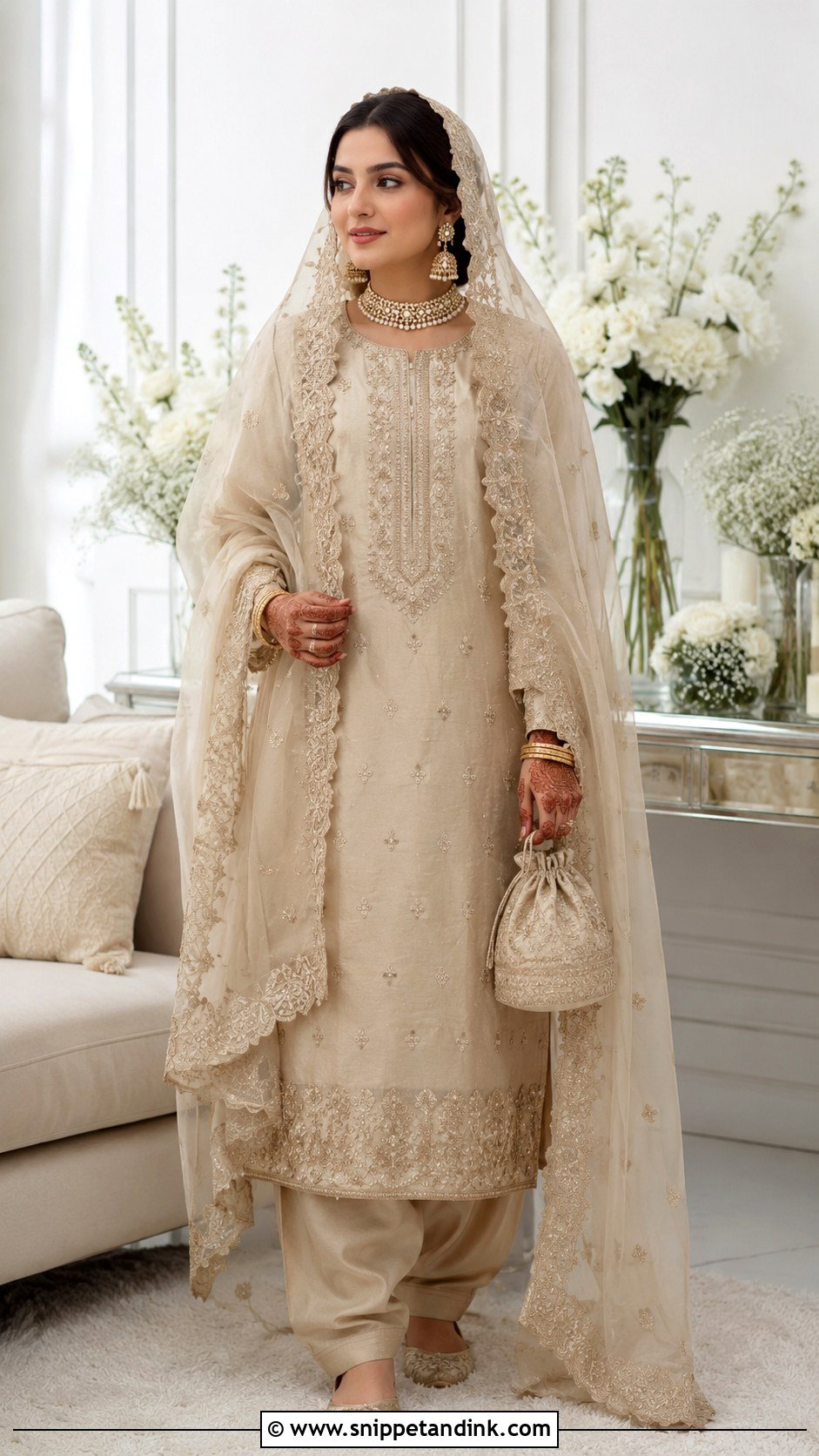Beige Pakistani Nikah Shalwar Kameez - Snippet and Ink - 20 Nikha Dresses Pakistani Bridal