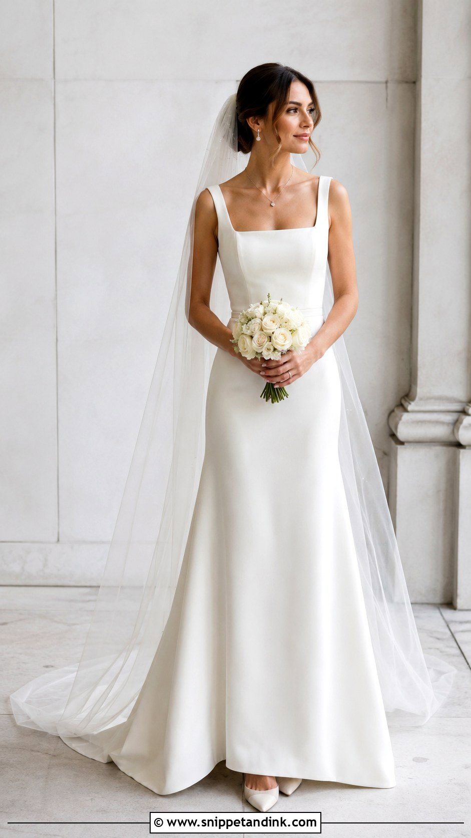 Beige Square Neck Bridal Dress - Snippet and Ink - 20 Beige Bridal Dress Ideas