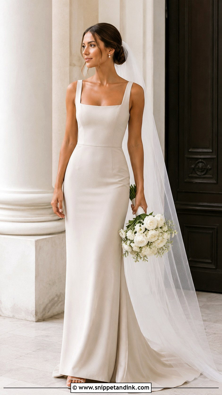 Beige Square Neck Wedding Dress - Snippet and Ink - 30 Beige Wedding Dress Ideas