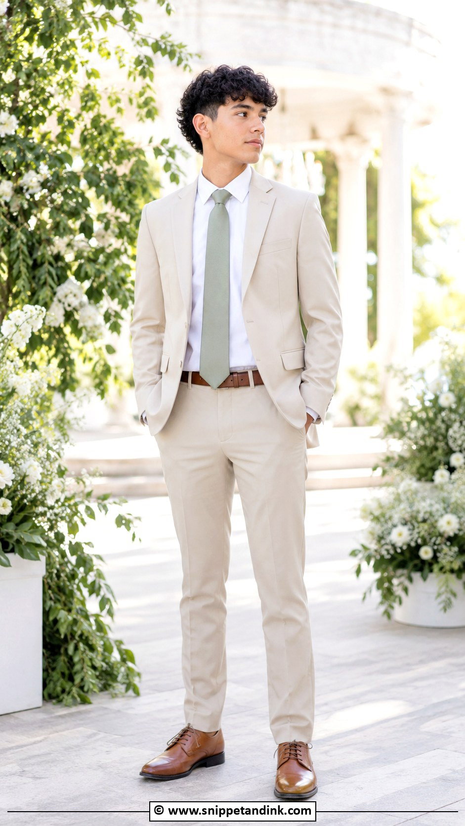 Beige Suit Chambelanes Outfit - Snippet and Ink - 25 Chambelanes Outfits