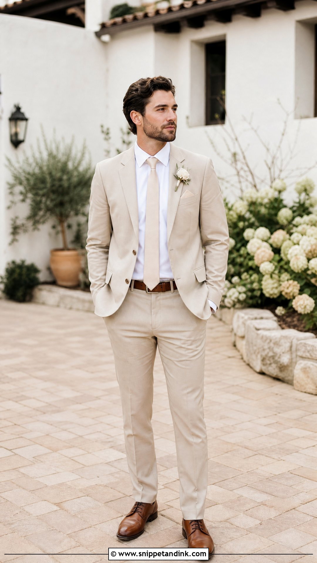 Beige Suit Groomsman Outfit - Snippet and Ink - 25 Groomsman Outfits
