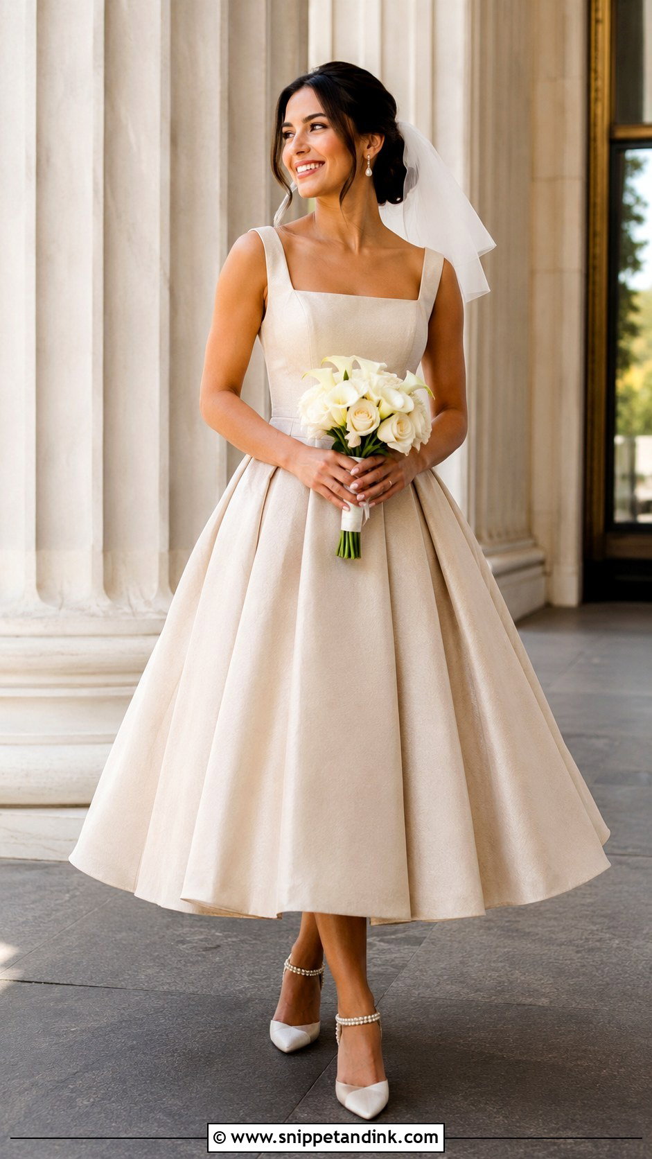 Beige Tea Length Wedding Dress - Snippet and Ink - 30 Beige Wedding Dress Ideas