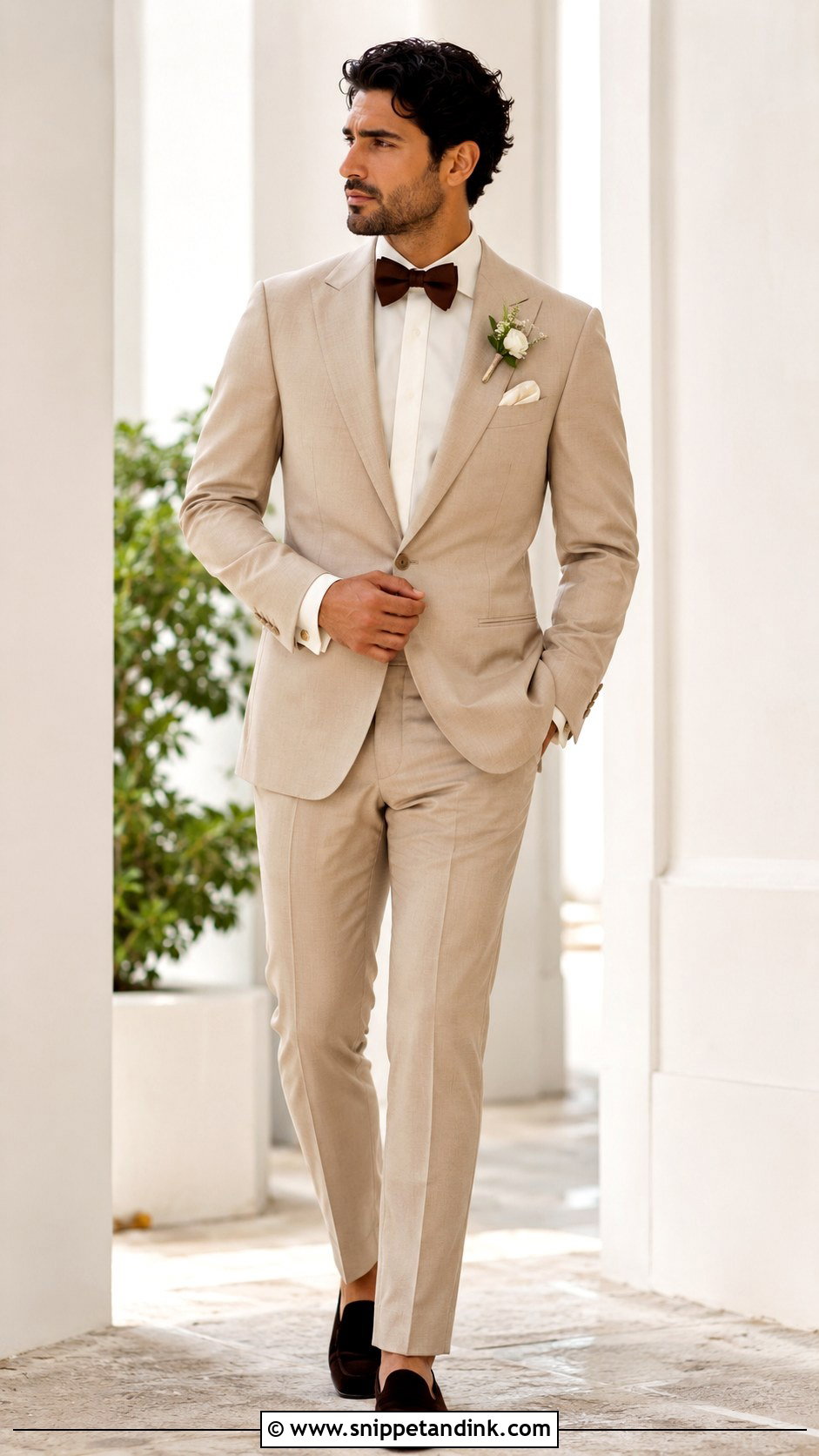 Beige Tuxedo With Cream Shirt - Snippet and Ink - 20 Beige Tuxedo Wedding Ideas