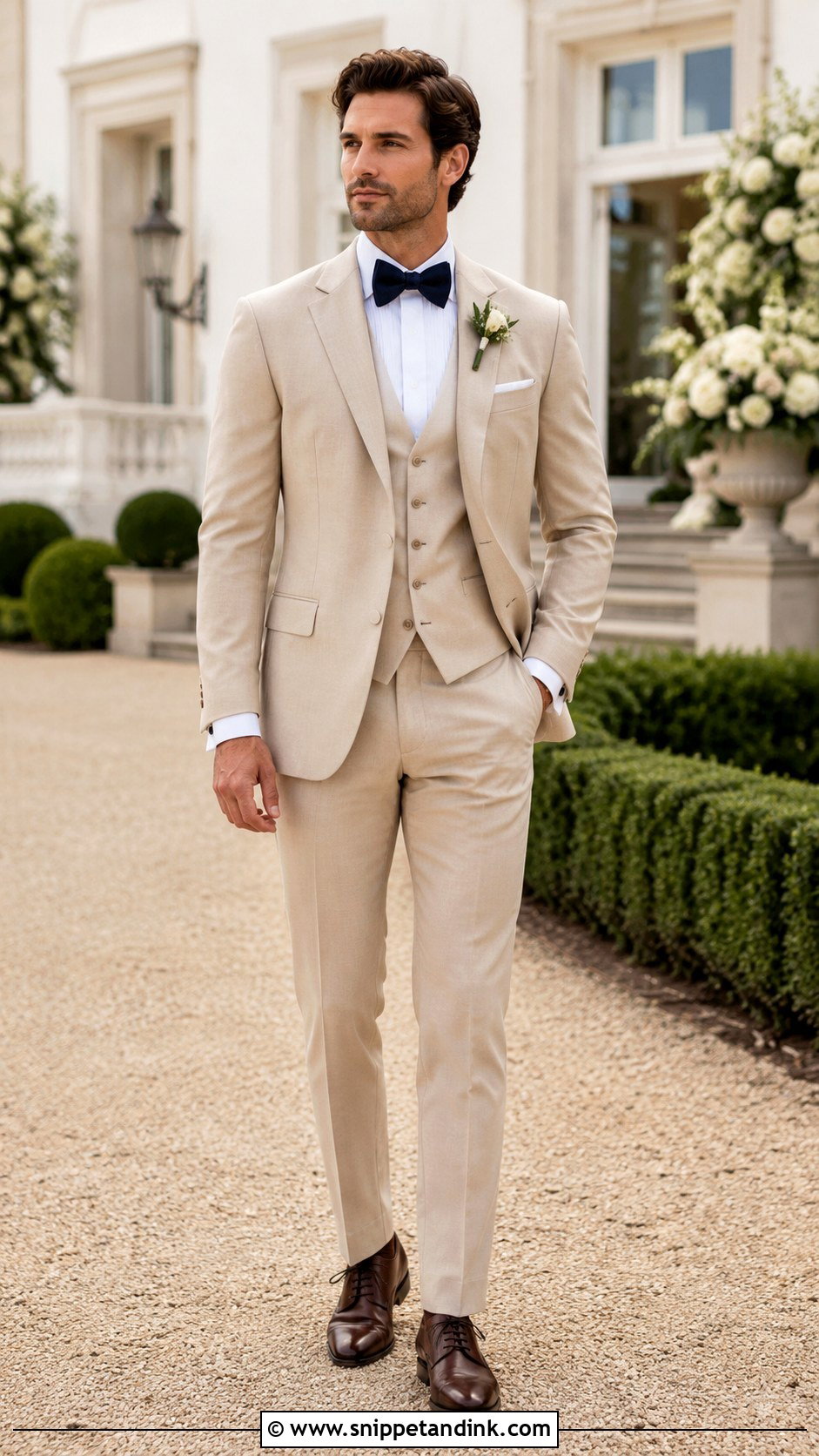 Beige Tuxedo With Matching Waistcoat - Snippet and Ink - 20 Beige Tuxedo Wedding Ideas