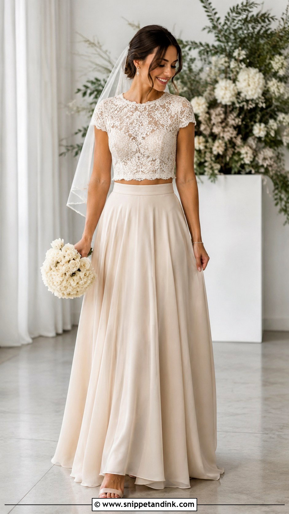 Beige Two Piece Bridal Dress - Snippet and Ink - 20 Beige Bridal Dress Ideas