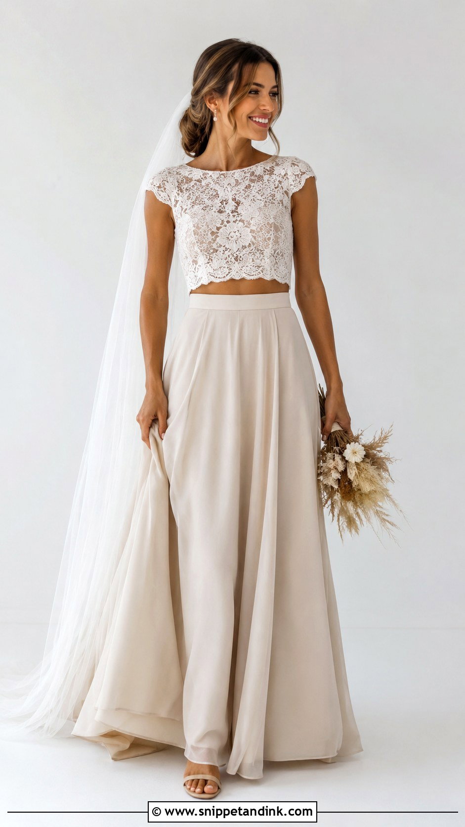 Beige Two Piece Wedding Dress - Snippet and Ink - 30 Beige Wedding Dress Ideas