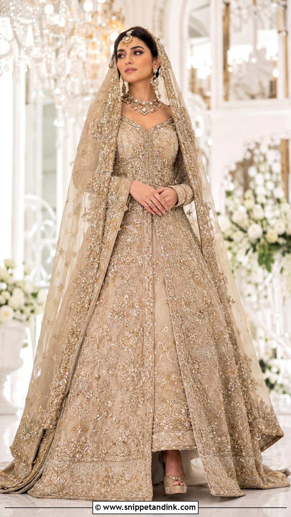 Beige Valima Farshi Lehenga Dress - Snippet and Ink - 25 Valima Dress for Bride Ideas