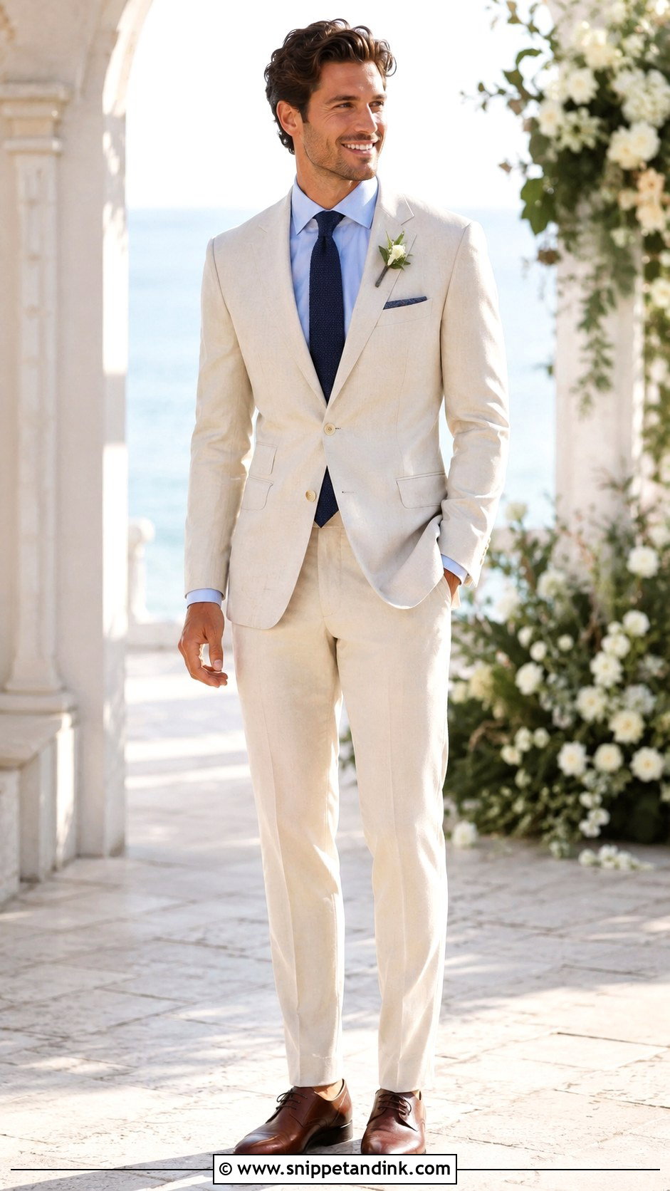 Beige Wedding Suit With Blue Shirt - Snippet and Ink - 25 Beige Wedding Suit Ideas