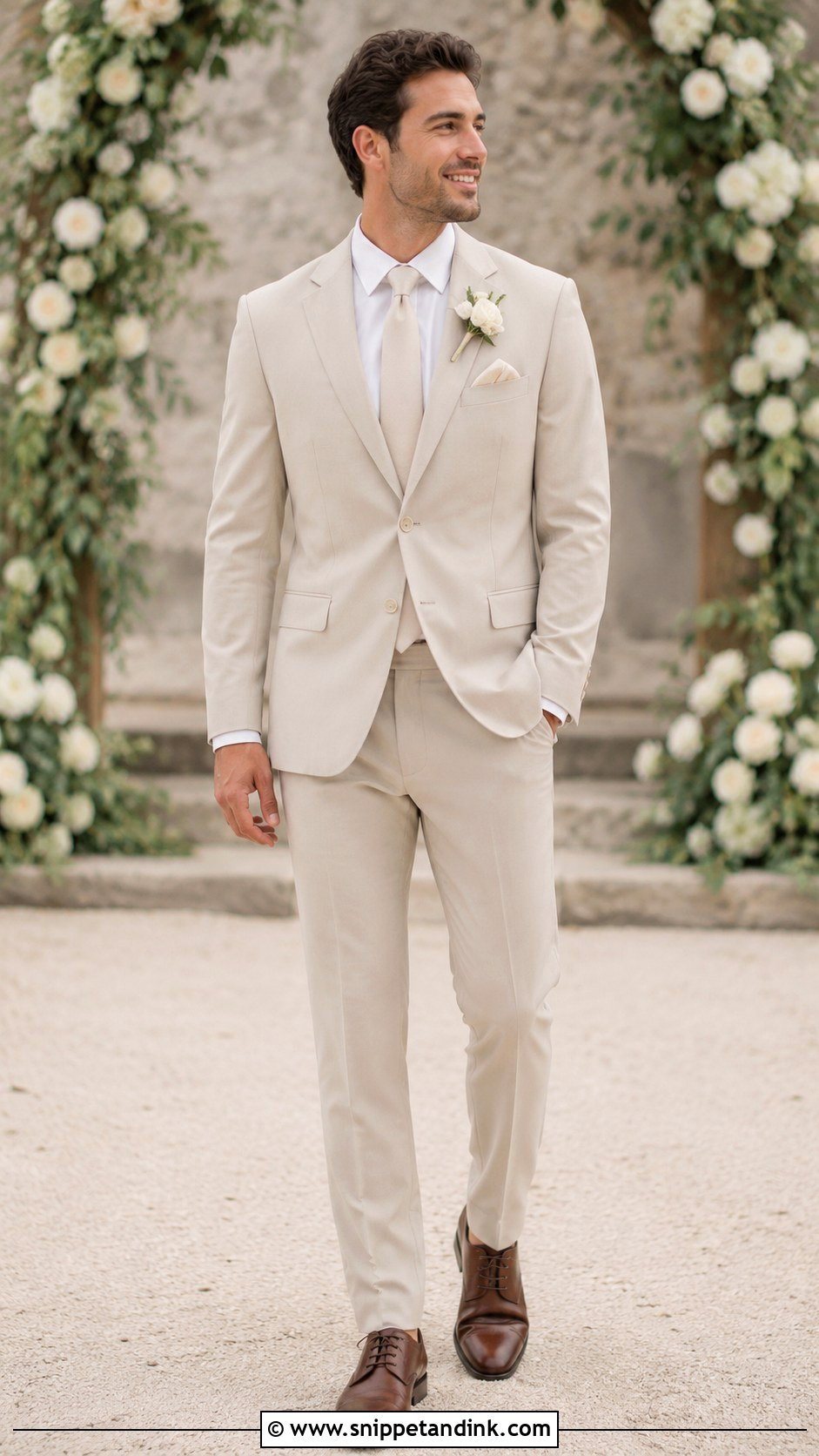 Beige Wedding Suit With Ivory Shirt - Snippet and Ink - 25 Beige Wedding Suit Ideas