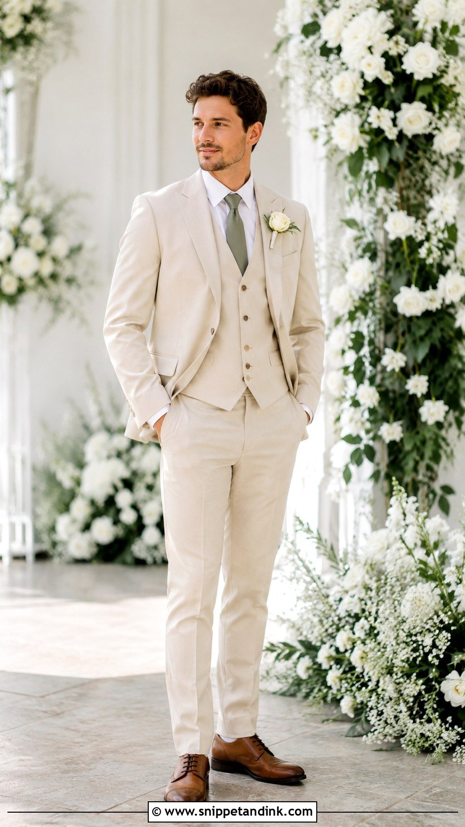 Beige Wedding Suit With Vest - Snippet and Ink - 25 Beige Wedding Suit Ideas