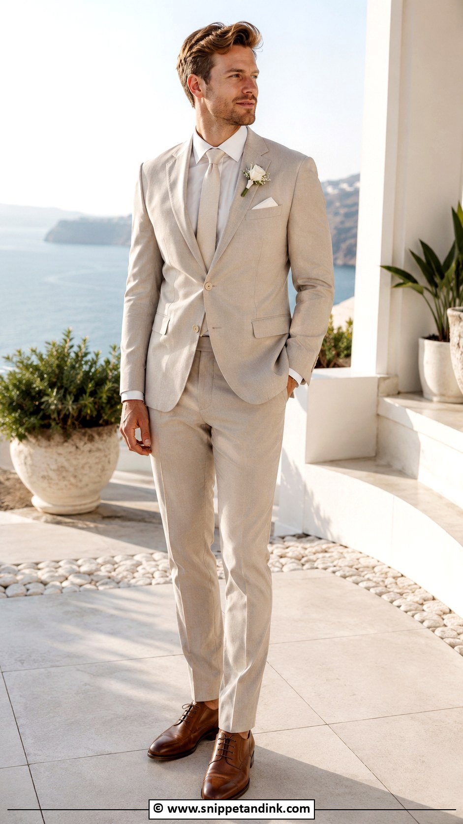 Beige Wedding Suit - Snippet and Ink - 35 Wedding Suit Ideas