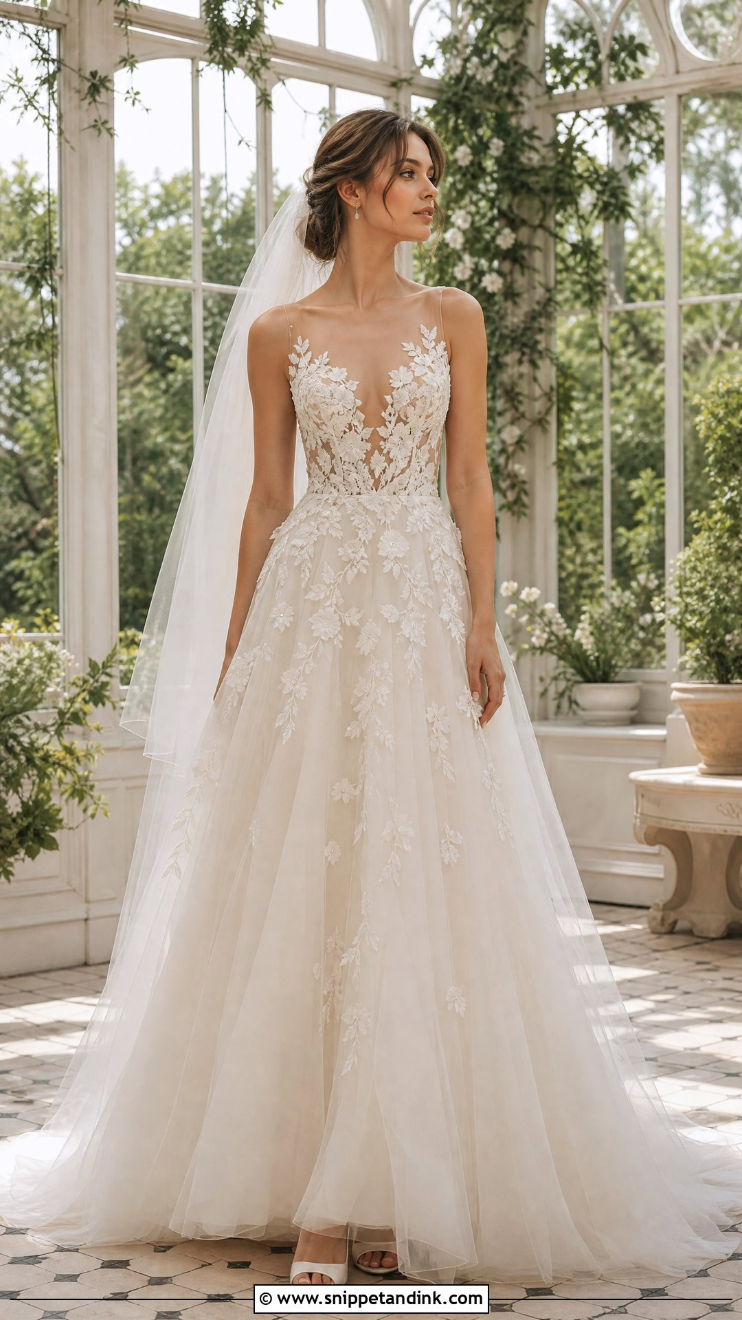 Belgian Floral Applique Wedding Dress - Snippet and Ink - 20 European Wedding Dress Ideas