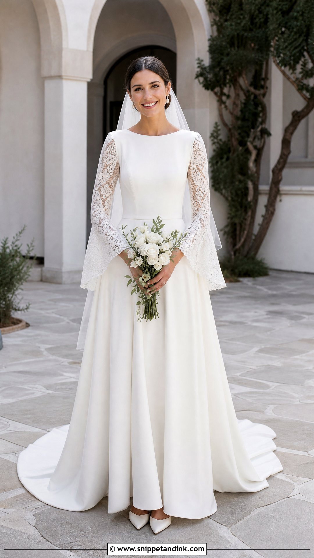 Bell Sleeve A Line Wedding Dress - Snippet and Ink - 25 Aline Wedding Dress with Sleeves