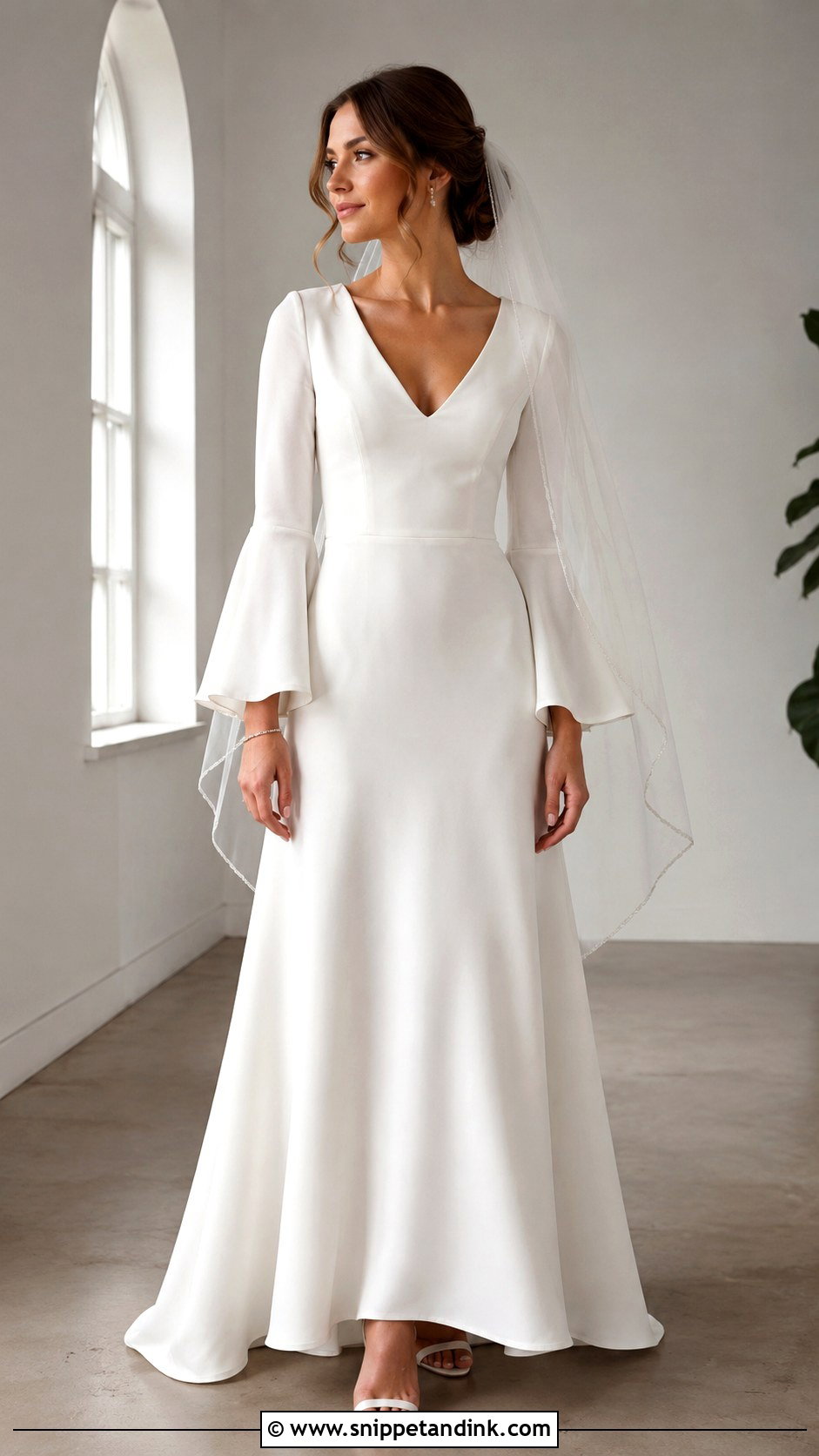 Bell Sleeve A Line Wedding Dress - Snippet and Ink - 30 Bell Sleeve Wedding Dress Ideas